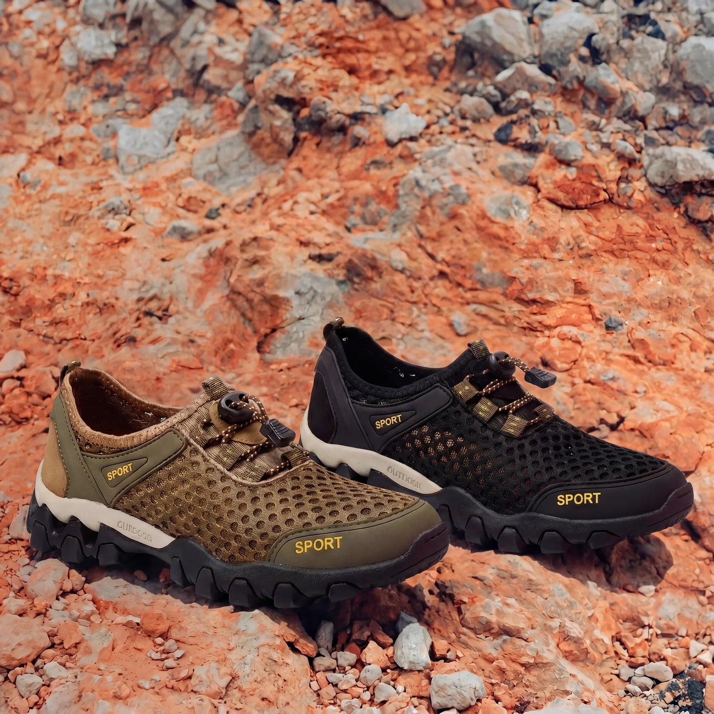 Orthopedic hiking shoes with quick-dry feature